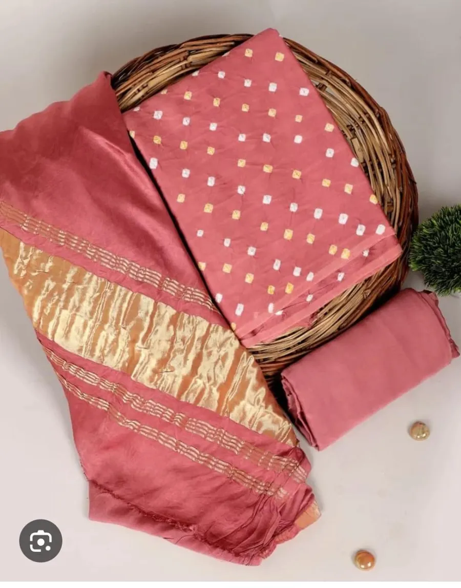 Semi Tussar Bhagalpuri Suit with Shibori Design – Elegant & Handcrafted Ethnic Wear